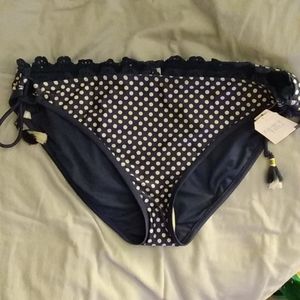 NWT blue and white polka dots bikini bottom sz xl